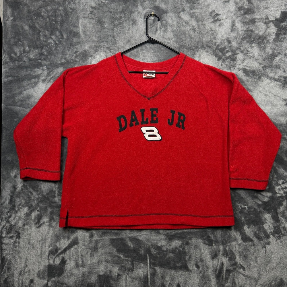 Chase Authentics Dale Jr NASCAR Fleece Pullover Mens 2XL Red Embroidered Racing